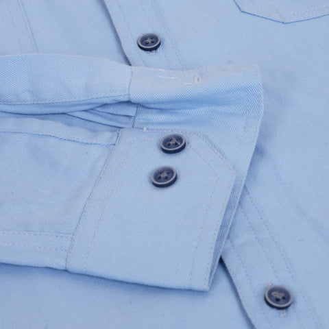 Men's Sky Blue Double Pocket Casual Shirt