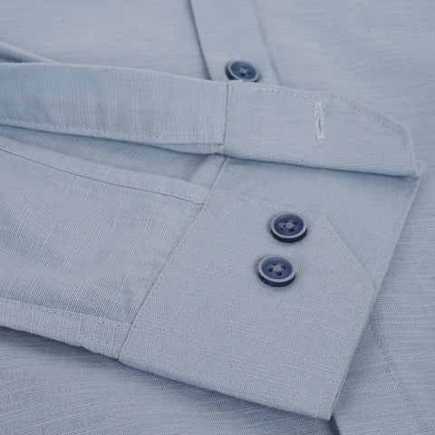 Men Ice Blue Casual Linen Shirt