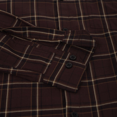 Men Brown Checked Casual Shirt
