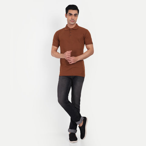 Men's Brown Polo Collar T-shirt