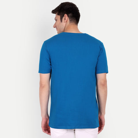 Men Yale Blue Plain T-shirt