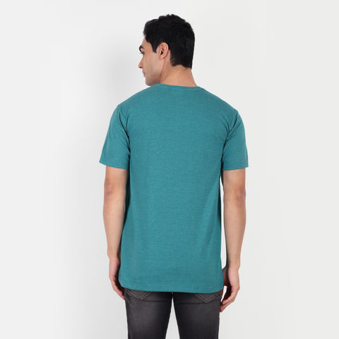 Men Teal Blue Plain T-shirt