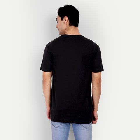 Men Black Plain T-shirt
