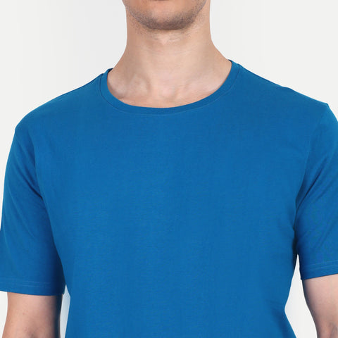 Men Yale Blue Plain T-shirt