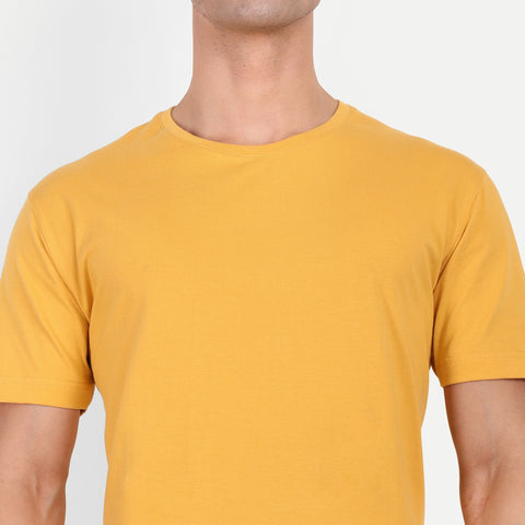 Men Mustard Plain T-shirt