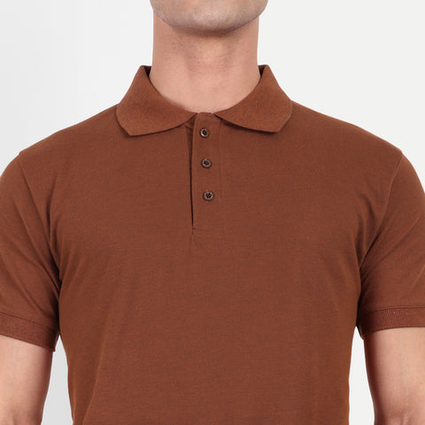 Men's Brown Polo Collar T-shirt