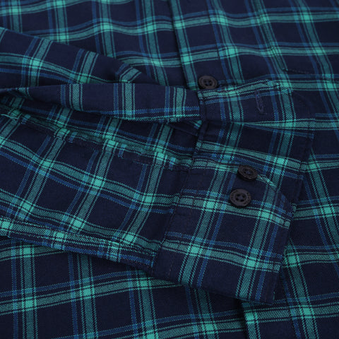 Men Green And Navy Checked Casual Shirt