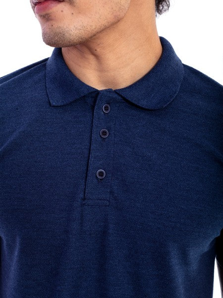 Men's Denim Blue Polo Collar T-shirt.