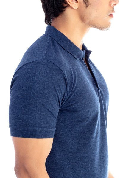 Men's Denim Blue Polo Collar T-shirt.