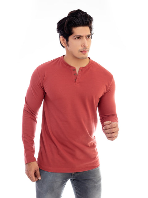 Men's Milo Solid Henley Collar T-shirt.
