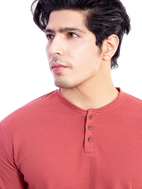 Men's Milo Solid Henley Collar T-shirt.